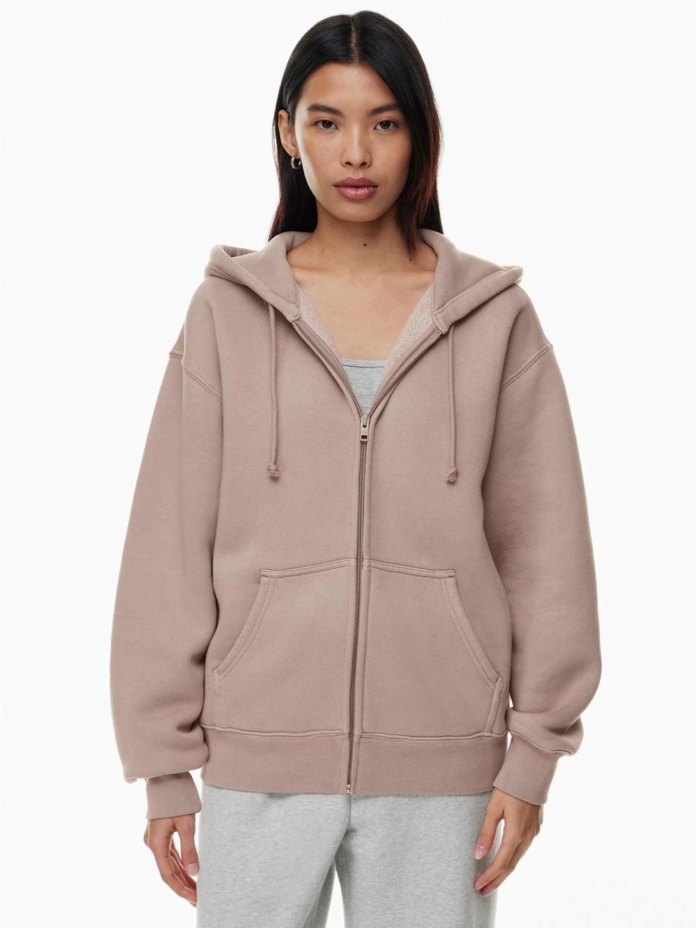 TNA Cozy Sweatfleece Zip Hoodie in Pale Pink - Picture 2 of 6